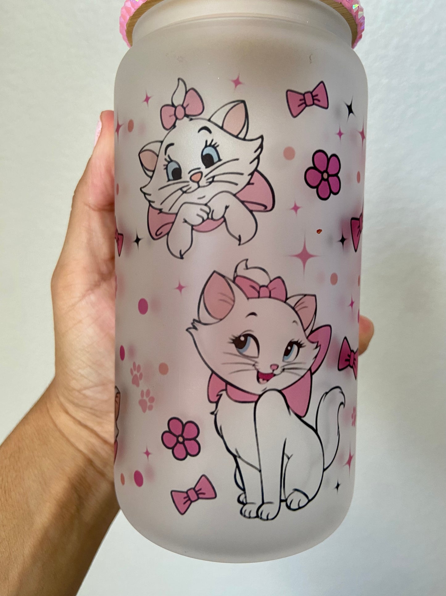 Cat 16oz frosted glass can