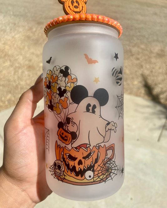 Mouse Halloween 16oz frosted glass can