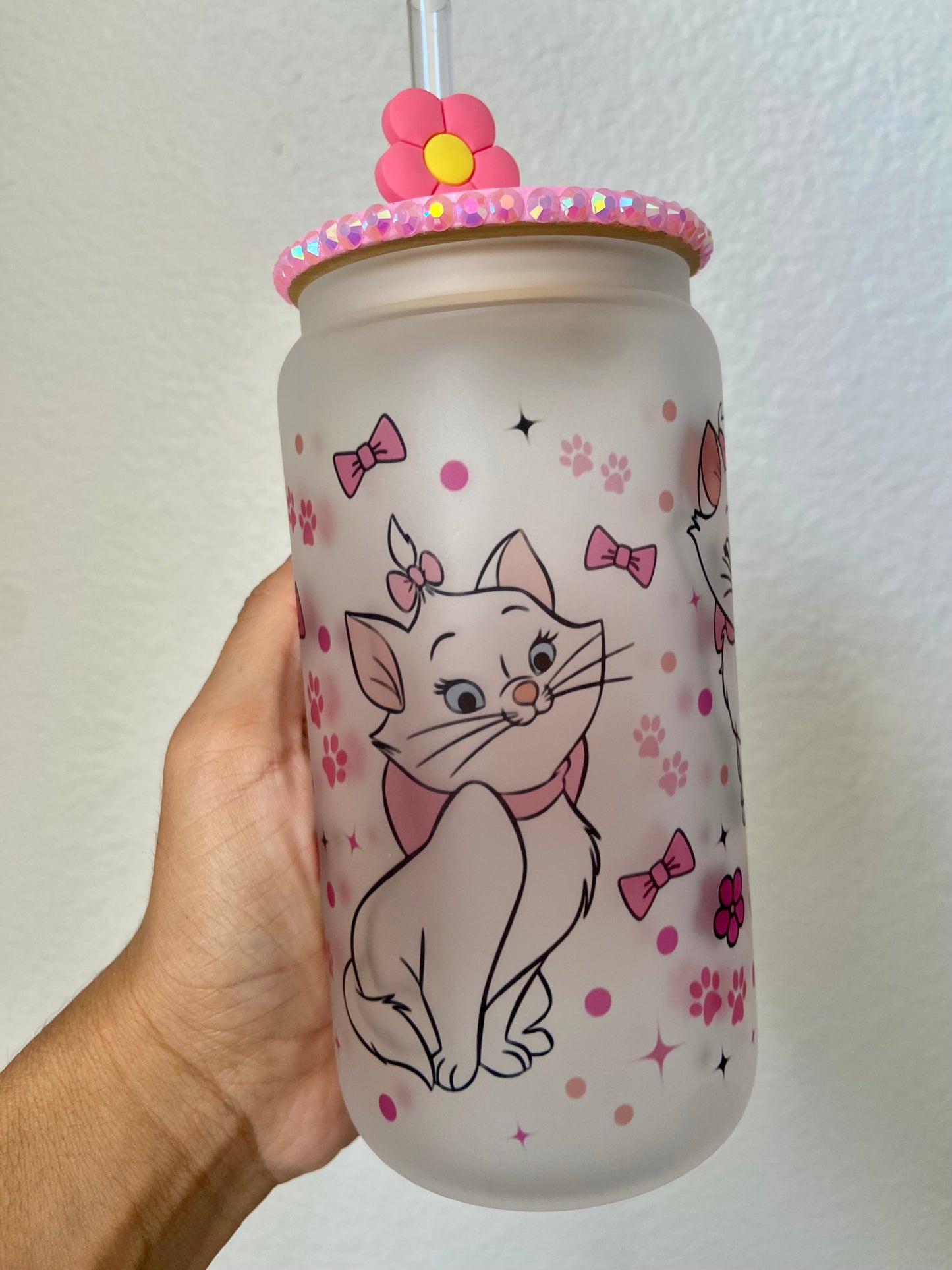 Cat 16oz frosted glass can